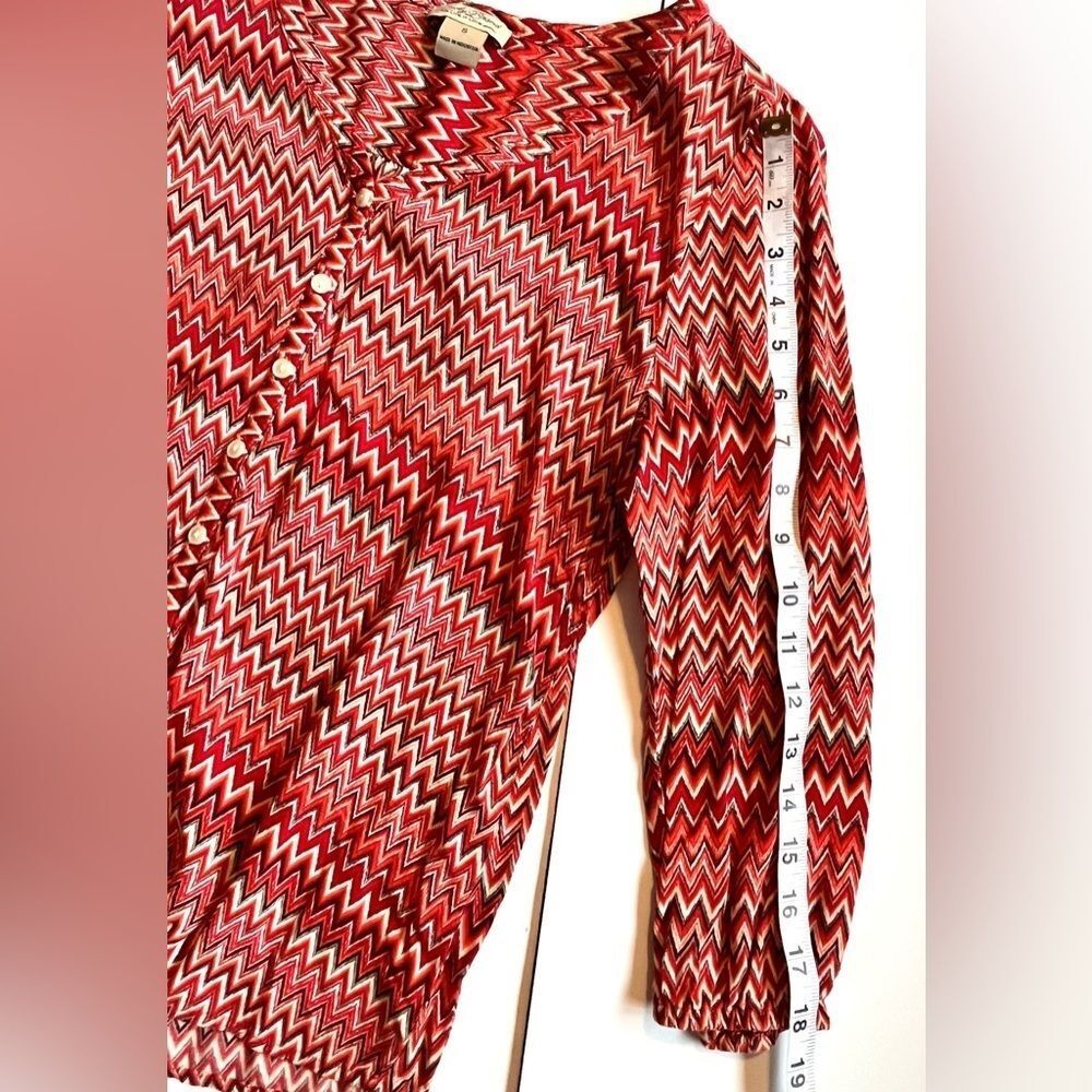 Lucky Brand Live in Love Women’s Chevron Patterned Red Blouse Size Small - Picture 5 of 12